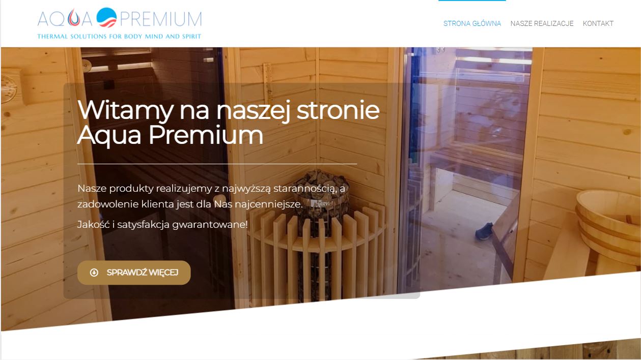 Aqua Premium widok strony głównej